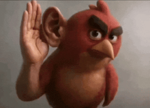 a red angry bird with a large ear