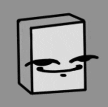 a black and white drawing of a block with a face on it .