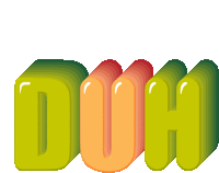 the word duh is written in colorful letters on a white background