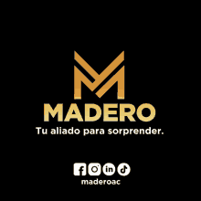 a logo for madero with a gold letter m