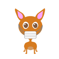 a cartoon deer wearing a face mask with pink ears