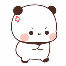 a cartoon panda bear with a red star on its head