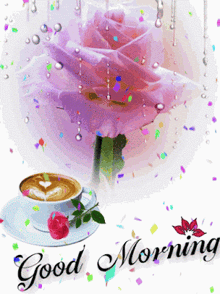 a good morning card with a cup of coffee