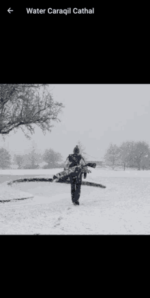 a picture of a person in the snow with the words water caragil cathal at the bottom