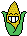 a pixel art illustration of a corn on the cob with a face and glasses .