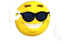 a cartoon smiley face wearing sunglasses and gloves