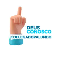 a hand pointing up with the words deus conosco below it