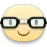 a smiley face with glasses and a bandage on its head .