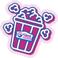 a cartoon drawing of a bucket of popcorn that says gfiber prepaid