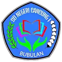 a logo for sd negeri cancung bubulan with a book in the center