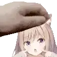 a hand is petting a girl 's head in a pixel art .
