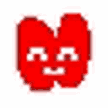 it looks like a pixel art of a heart with a face on it .