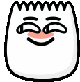 a cartoon drawing of a marshmallow with a smiling face on it .