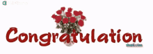 a bouquet of red roses with the words congratulation