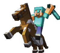 a minecraft character is riding on the back of a horse