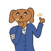 a cartoon of a dog wearing a blue jacket and giving a thumbs up