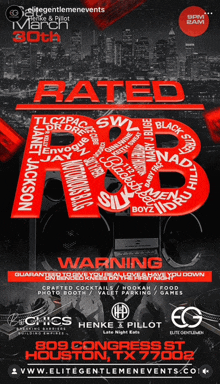 a poster for an event called rated march 30th