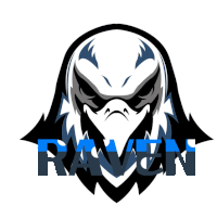 a logo for raven with a eagle head and the word raven on the bottom