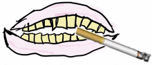 a drawing of a woman 's mouth with a cigarette sticking out of it