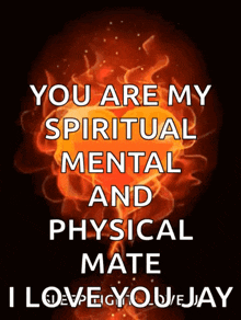 a poster that says " you are my spiritual mental and physical mate i love you jay "