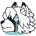 a cartoon drawing of a white wolf crying .