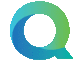 the letter q is blue and green and has a circle in the middle .