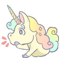 a cartoon drawing of a unicorn with a colorful mane