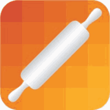 an illustration of a rolling pin on a checkered orange background .