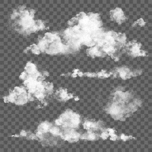 a set of white clouds on a checkered background .