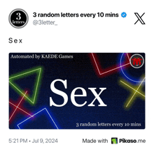 an advertisement for a game called sex that is made by pikaso.me