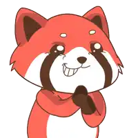 a cartoon drawing of a red fox making a silly face