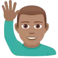 a cartoon drawing of a man with his hand up