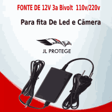 fonte de 12v 3a bivolt 110v / 220v para fita de led e camera