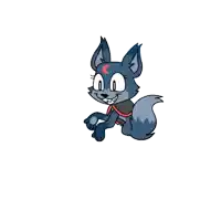 a cartoon drawing of a wolf with a crescent moon on its forehead