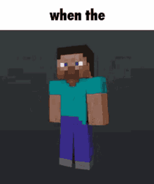 a picture of a minecraft character with the words " when the " below him