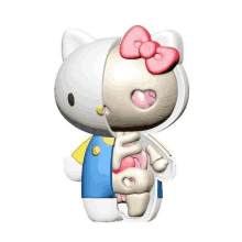 a hello kitty figurine is cut in half to show the insides