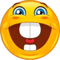 a smiley face with a big smile and a red mouth
