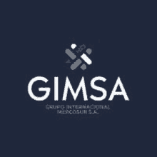 a logo for a company called gimsa grupo internacional mercosur s.a. on a dark blue background .