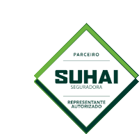 a logo for suhai seguradora has a green diamond shape