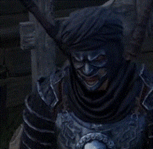 a man with horns on his head is wearing armor and a hood