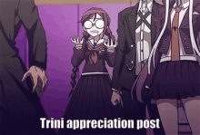 a group of people standing next to each other with the words " trini appreciation post " written on the bottom