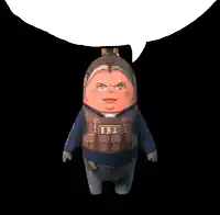 a cartoon character wearing a vest that says fbi on it