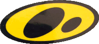 a black and yellow oval with the letter o in the center