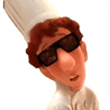 a cartoon chef is wearing sunglasses and a chef hat .