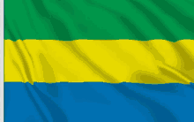 a blue and yellow flag with a green stripe