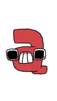 a cartoon drawing of a red number 3 with glasses on