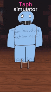 a cartoon of a robot with the words taph simulator written on the bottom