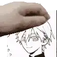 a hand is holding a drawing of a man 's head .
