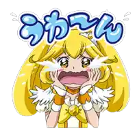 a sticker of a girl with yellow hair crying with the word ' shawn ' on it