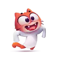 a cartoon cat wearing a white sweater is running with its tongue out